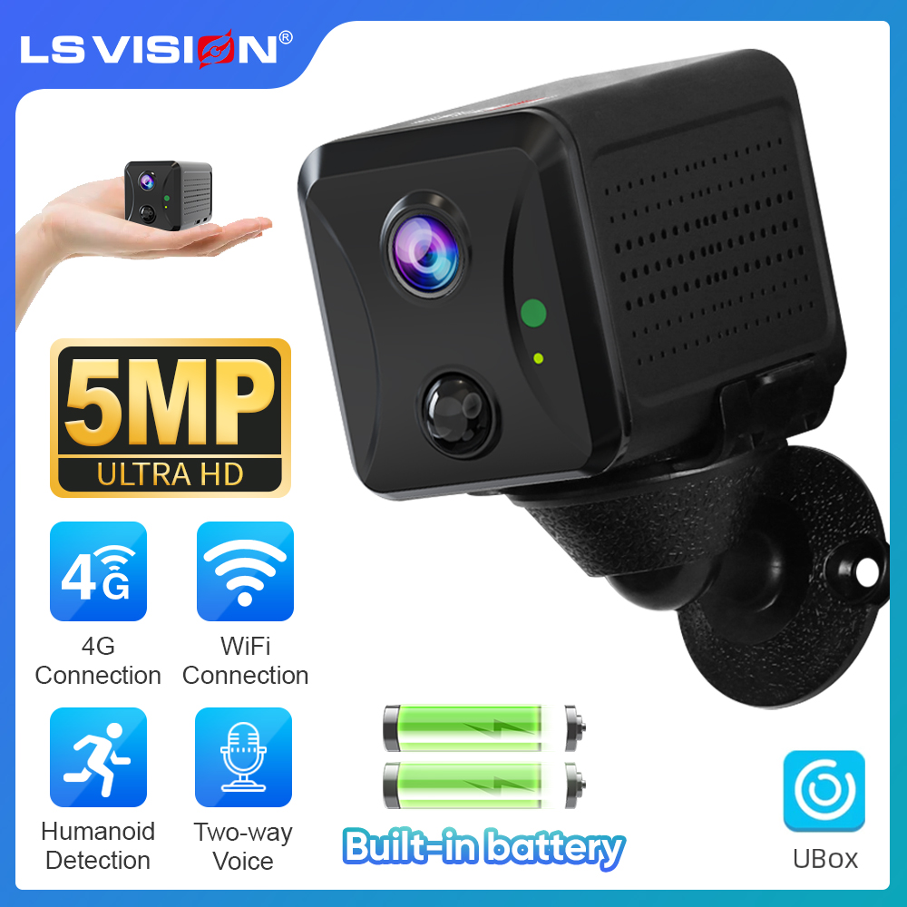 Night Vision Camera Wifi 4G - LS cig5MP-Mini Caméra CCTV 4G, Sans